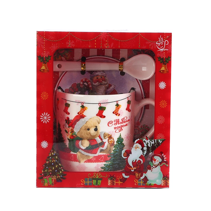 Russia New Design Christmas present Custom Logo Printed Sublimation Coffee Porcelain Santa Claus Ceramic Christmas Mug