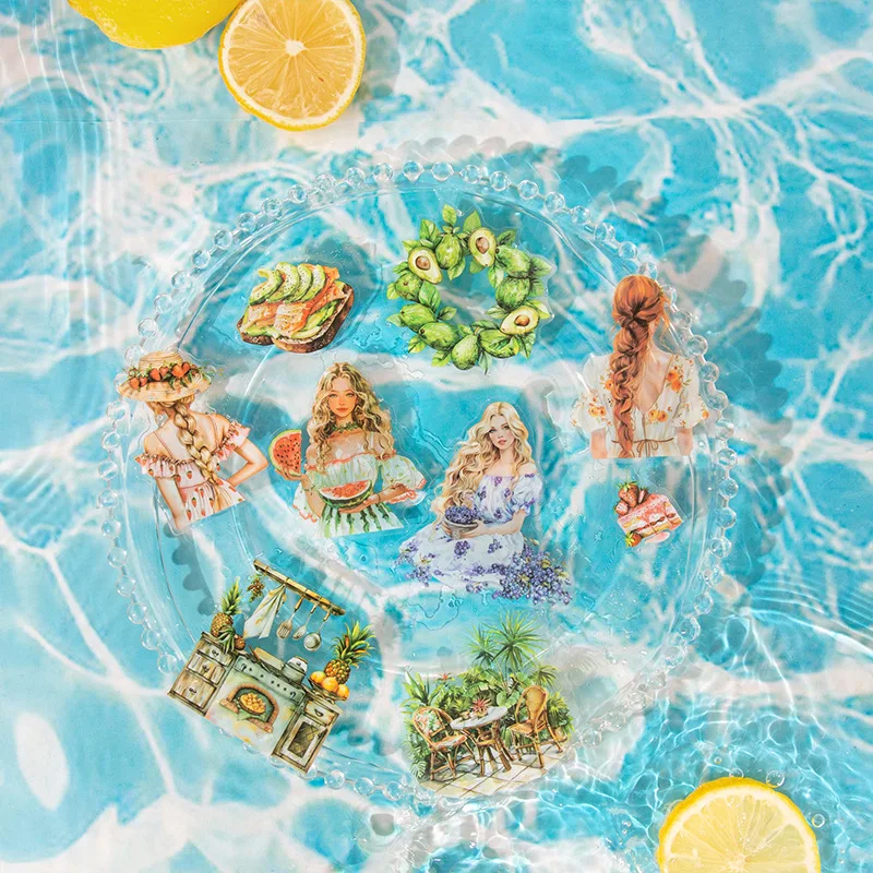 Stickers Fruit Girl Summer Series Junk Journal Decoration Stickers Pack for Diary Scrap Book Mr. Paper 20 Pcs / Set