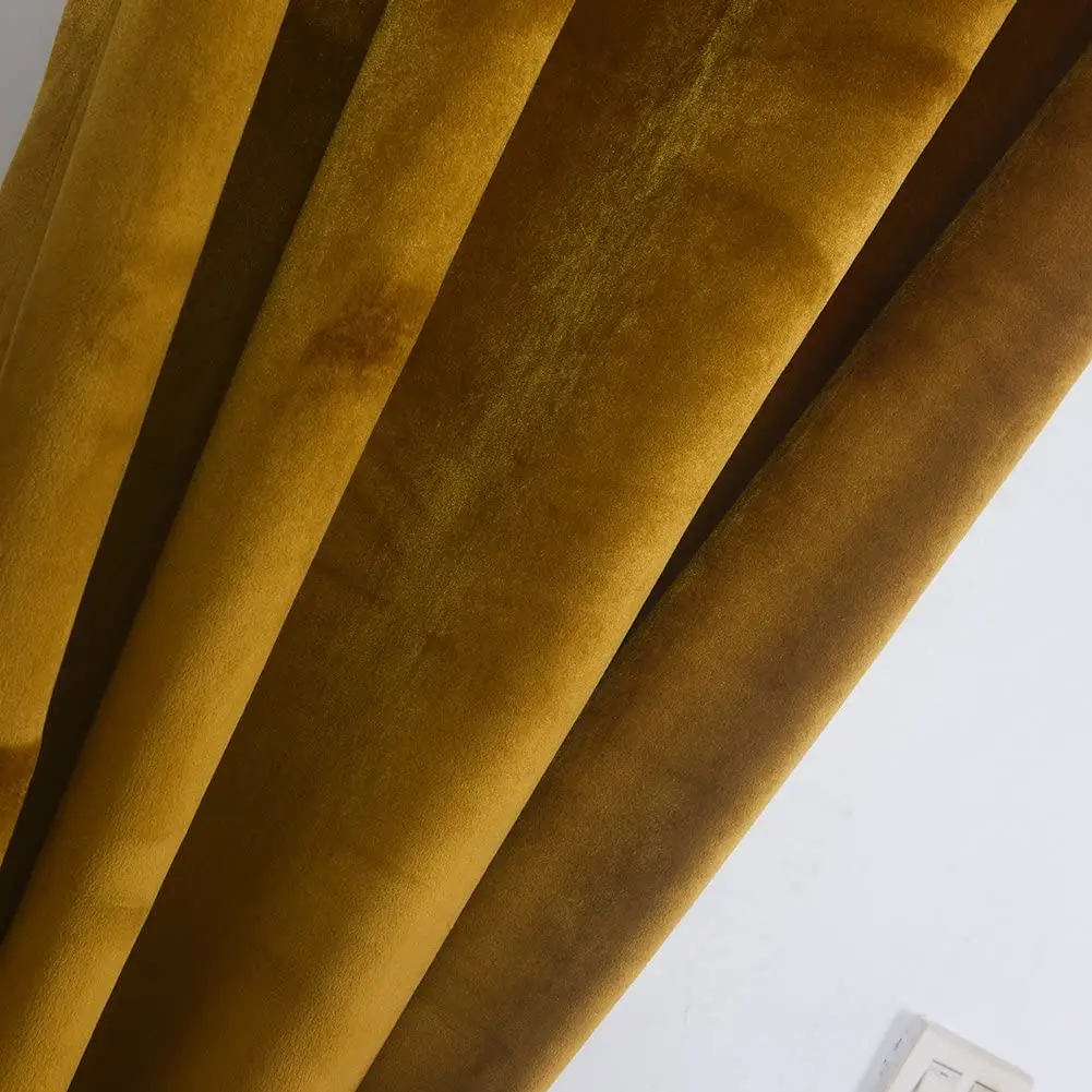Super soft hand feeling rideau salon velvet Blackout Grommet Curtains Panel, Yellow for living room