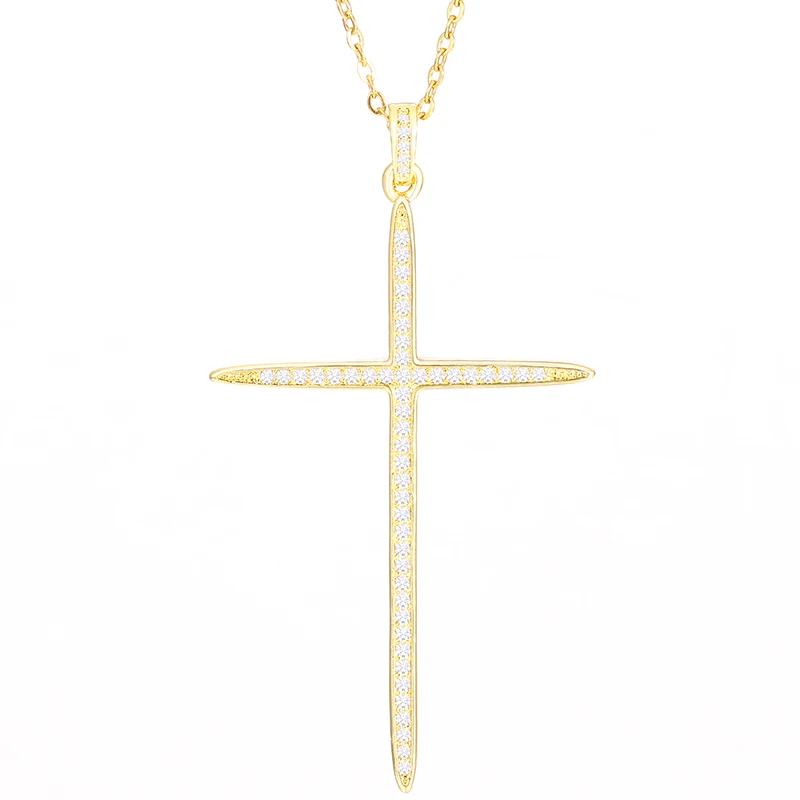 Drop Shipping Low Price Simplism Gold Plated Brass Cross Pendant Best Gift For Christian Friend