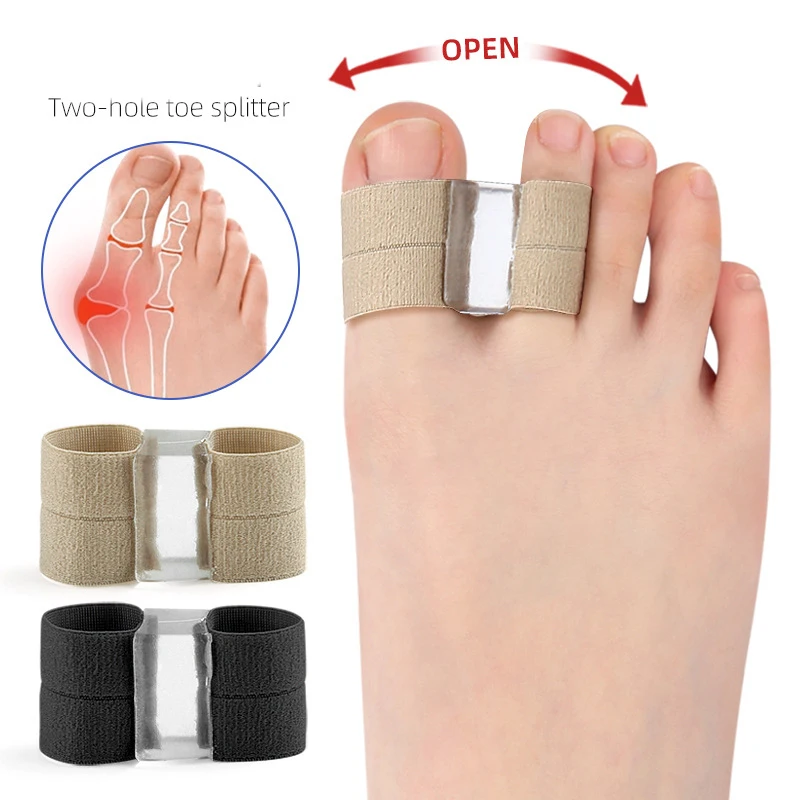 Wholesale Price Fiber Two-Hole Toe Splitter Big Foot Bone Thumb Valgus Separator SEBS Breathable Soft Orthosis