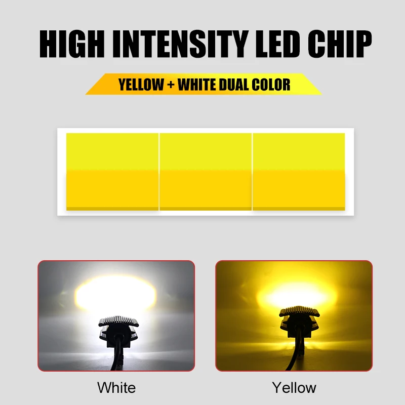 Dual Color Motorcycle Led Headlamp Headlight Hi Lo Beam Mini Driving Light Spot Auxiliary Motorcycle Led Light