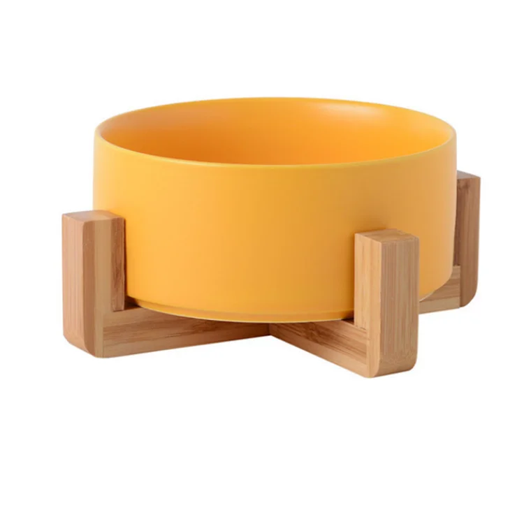 Demi manufacture wholesale food water ceramic pet bowl with stand for dogs cats