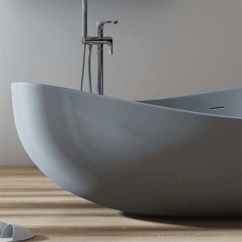 Modern Freestanding Solid Surface Bath Tub High Quality Acrylic Resin Stone Bathtub with Luxury artificial for Soaking