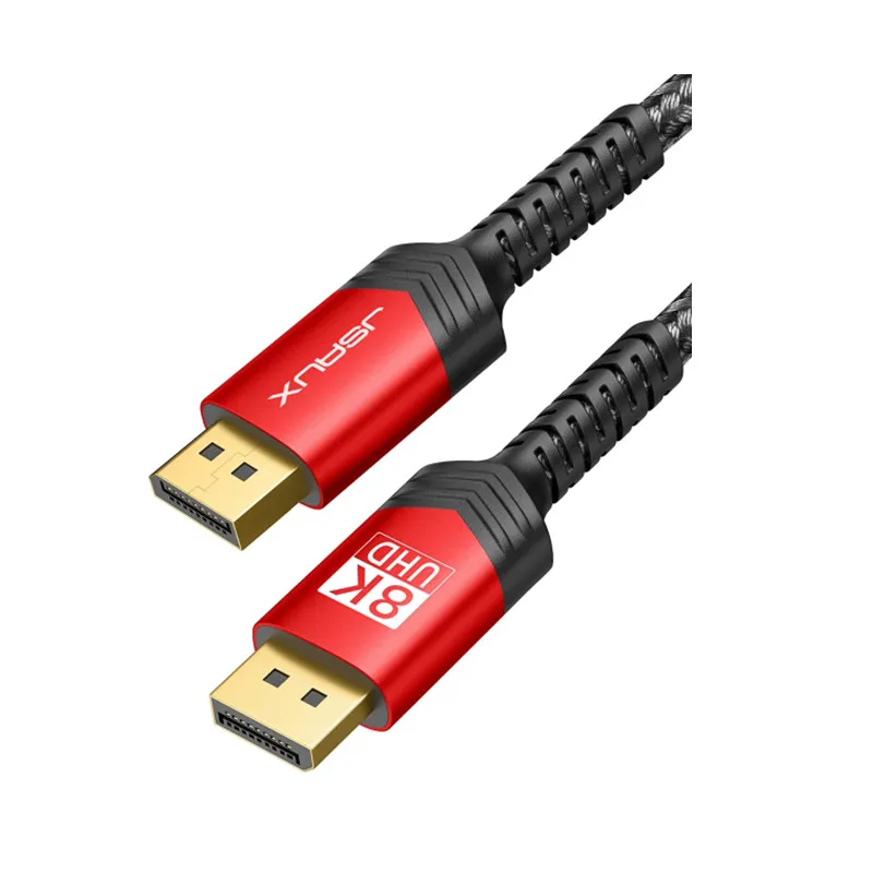 JSAUX 1.4 DP to DP MM Cable 2M DisplayPort to DisplayPort Lead Nylon Braided Compatible with CE