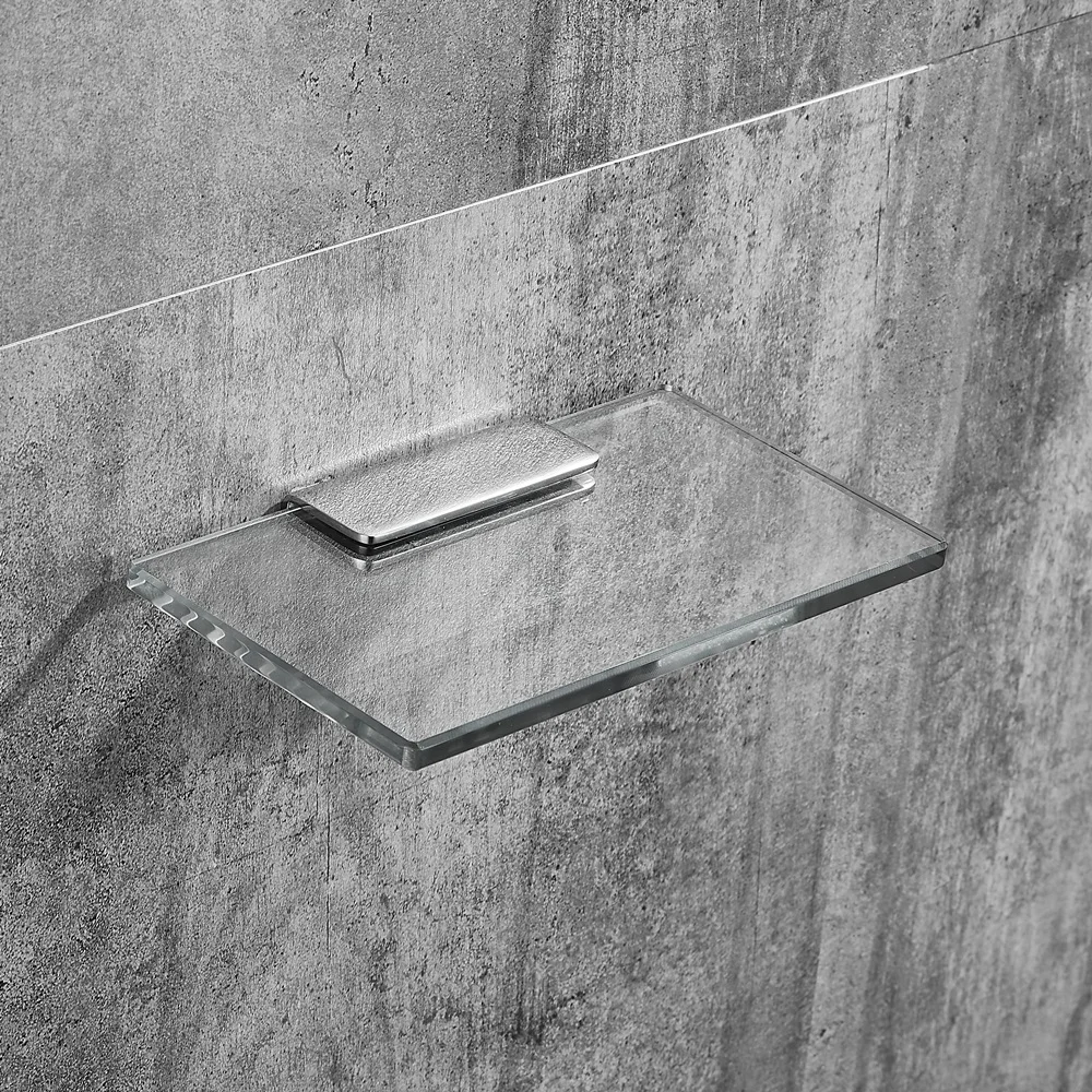 Corner Shelf Bathroom Wall Mounted Storage Shower Shampoo Glass Black Metal Eco-friendly Graphic Design Chrome Modern 7 Days