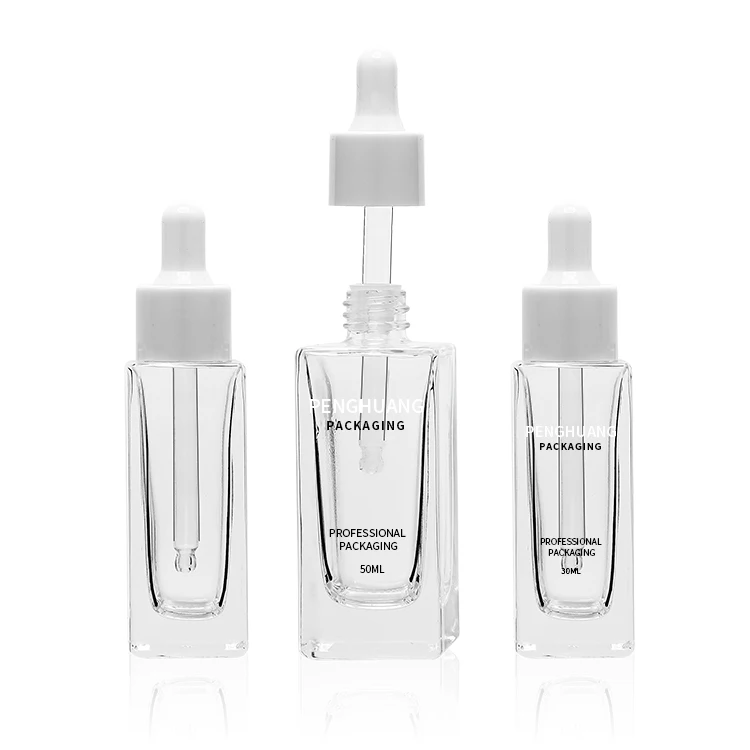 30ml 50ml amber glass packaging cosmetic glass pump bottle moisturize essential oil serum dropper bottle