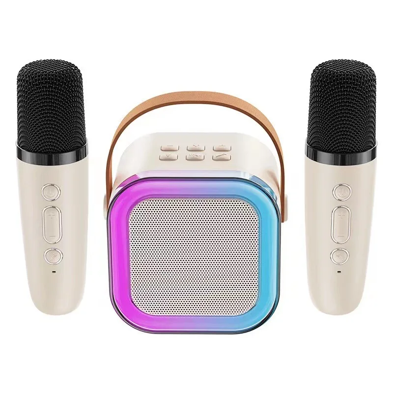 Hot Selling Mini Portable Karaoke Speaker With Wireless Microphone Led Light K12 Karaoke Player For KTV