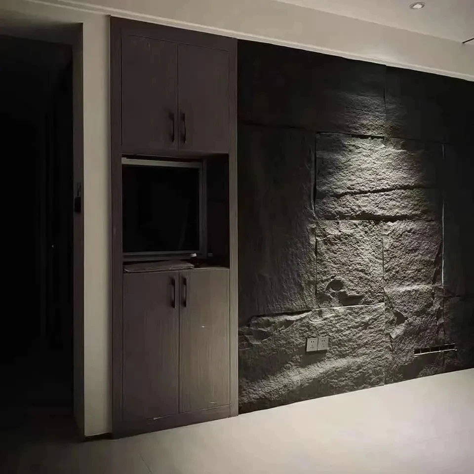 BAIJIN 3D Wall Panels Interior Wall Flexible Decor Industrial Style PU Faux Mushroom Stone Wall Panel