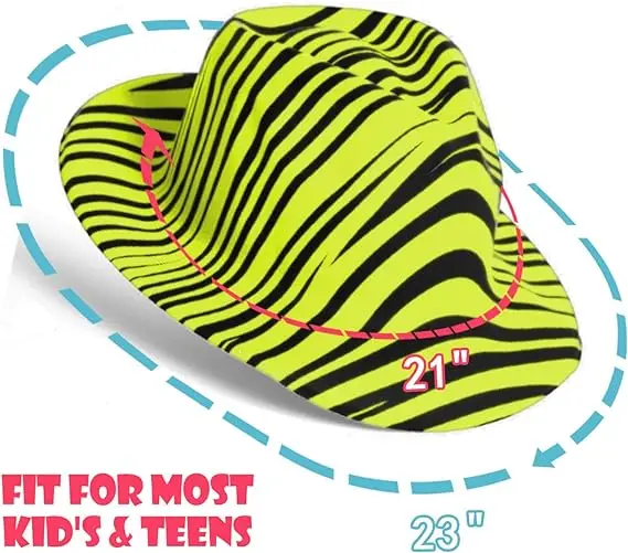 Novelty Place Party Stars Neon Color Animal Print Plastic Party Hats for Kids Teens and Adult