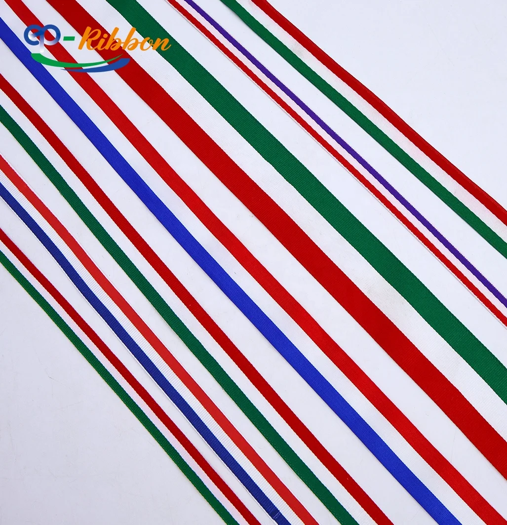 High Quality Wholesale Printing Craft Striped Ribbon Custom Grosgrain Printed Ribbon For Craft Gifts Holiday Decoration
