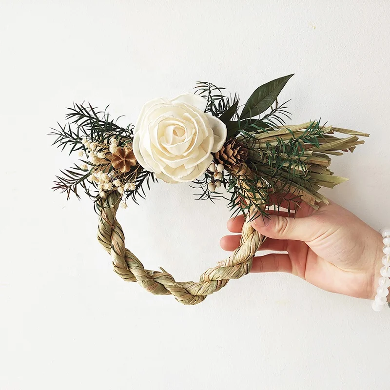 Японское Новогоднее украшение, соломенный веревочный венок, дверное украшение