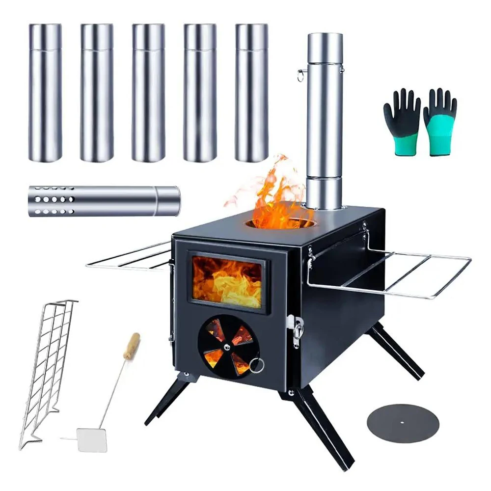 Rison Outdoor Camping Picnic Portable, Upgraded Titanium Surface Camping Natural Firelighter Wood Stoves Combustion