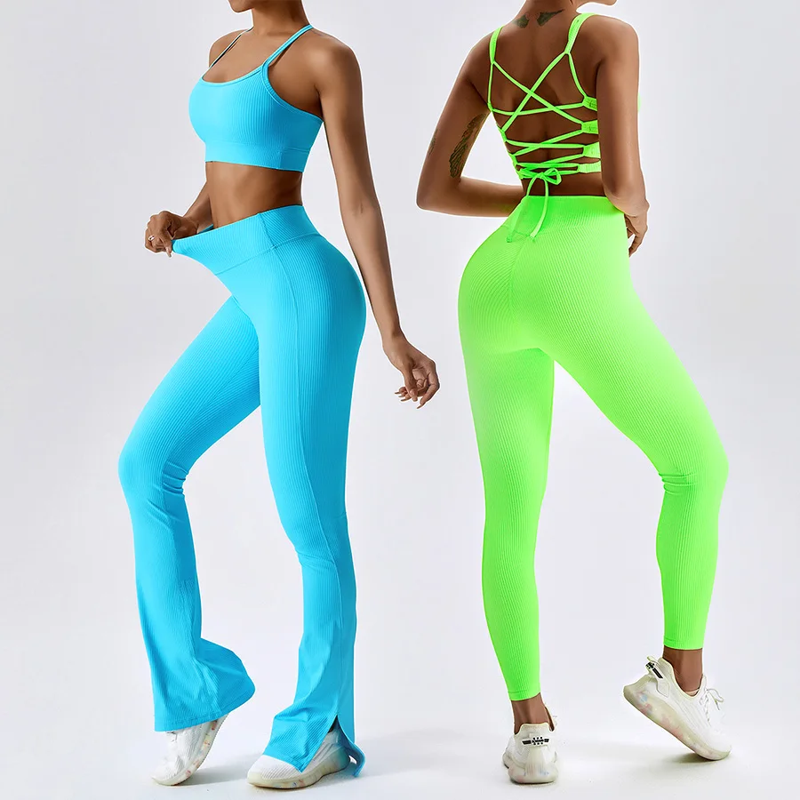 Wholesale High Elastic Impact 5 Piece Backless Sport Bra Wear Women Activewear Workout Clothing Fitness Gym Yoga Set