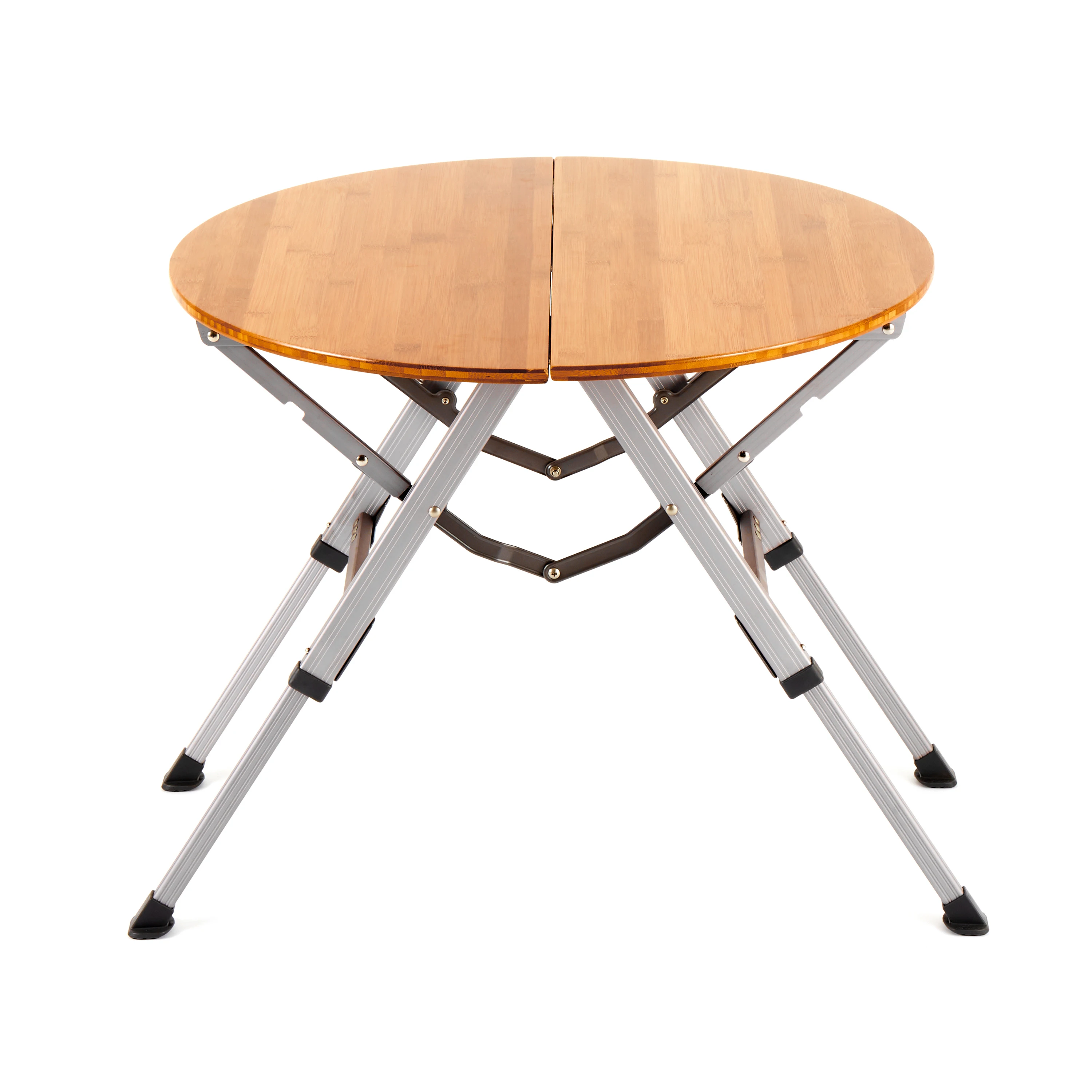 1PC OEM Adjustable Round Folded Tables Wooden Folding Picnic Table Aluminum Folding Tables for Outdoor Dining Banquet