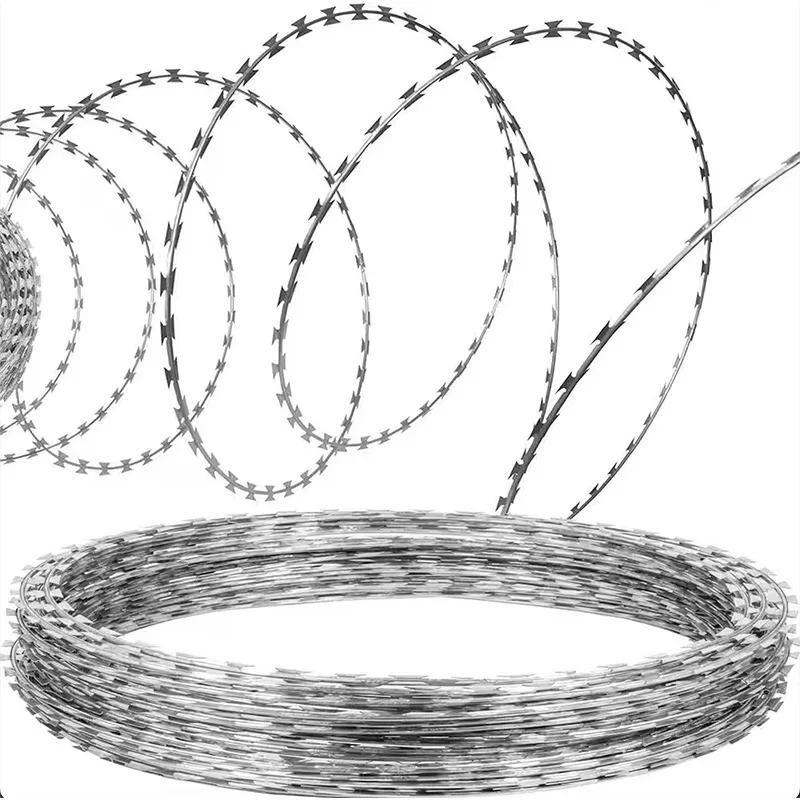 Razor Ribbon Helical Security Fencing Barbed Tape Strips Galvanized Steel razor barbed wire