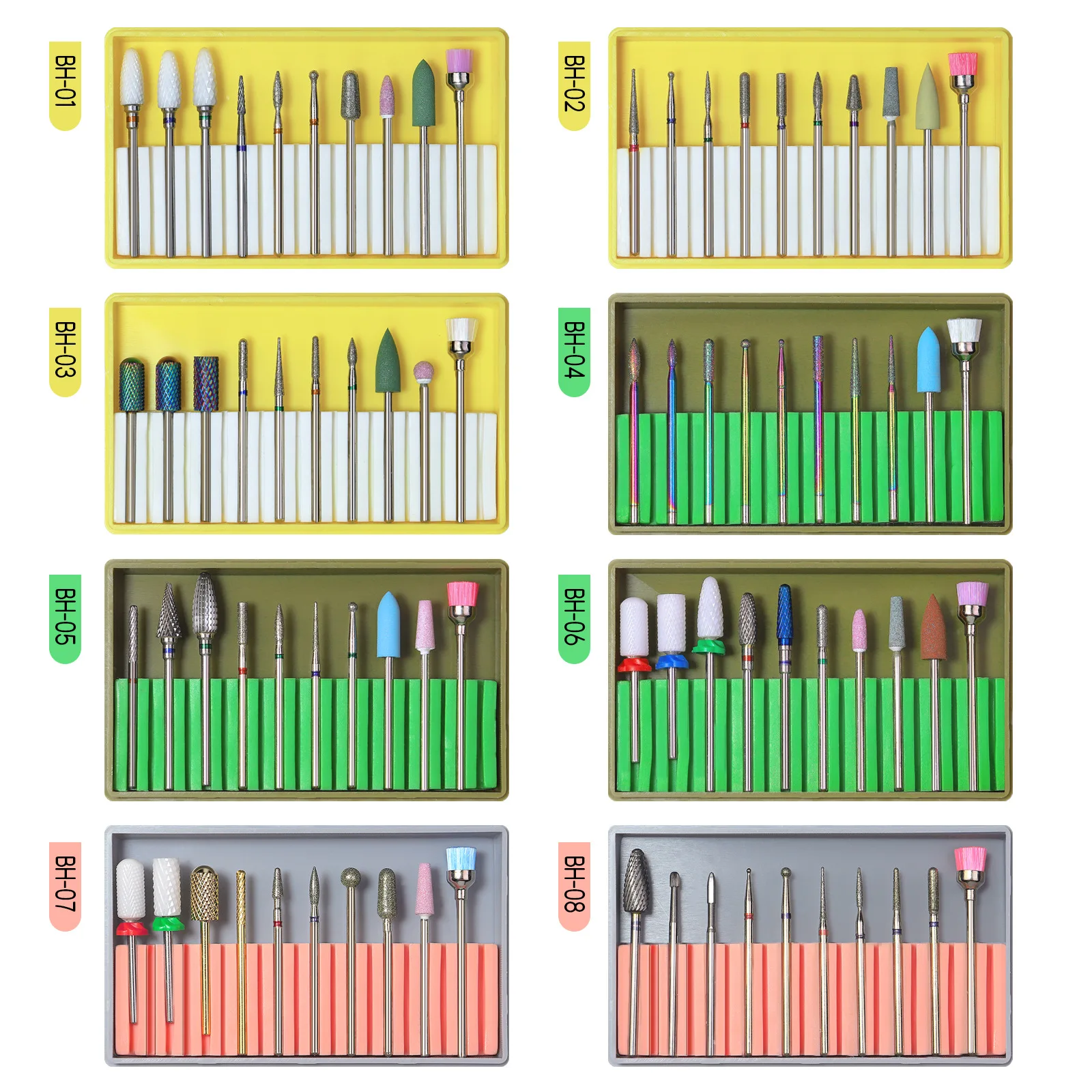 Professional High Quality Fine Cuticle Clean Small Tornado Tapered Barrel Crystal Diamond Tungsten Steel Set Nail Drill Bits