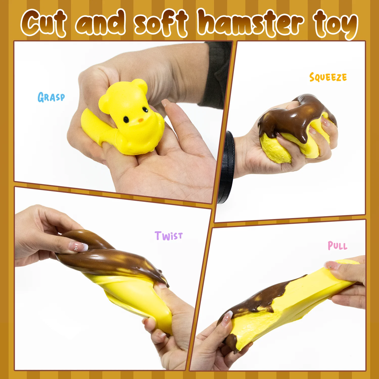 Squishy Hamster Toys for Kids,  Stress Relief Hamster Balls Stress Toys,Sensory Fidget Toys Gift for Kid Adult