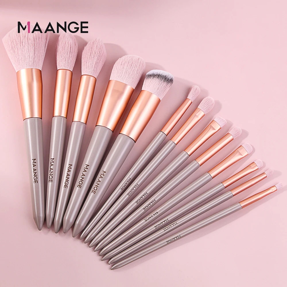 Maange Pro Foundation Powder Blending Eyebrow Makeup Brushes Set Nano Wool Fiber Synthetic Hair Set Of Brushes
