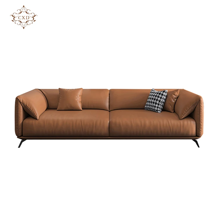 Luxury Italian 3 Seater Living Room Upholstery Furniture Set Modern Combination Leather Leisure Sofa