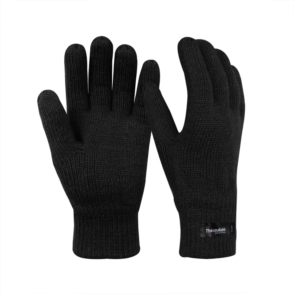 Navy Single Layer Winter Merino Wool Gloves Support Custom Color
