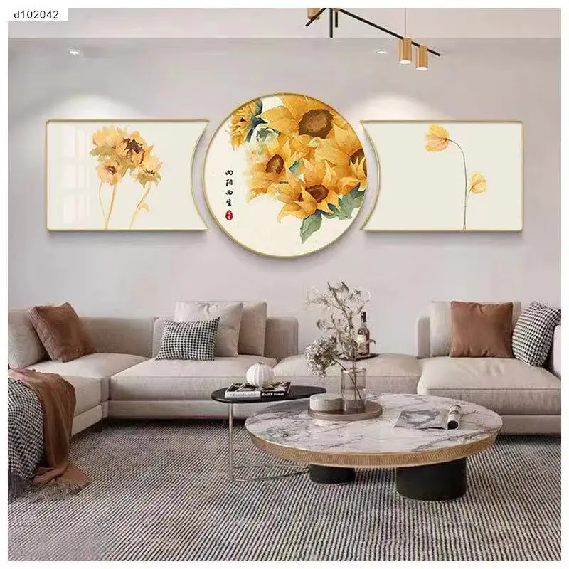 Fashion Flowers Paintings Chrysanthemum Crystal Porcelain Painting For Living Room