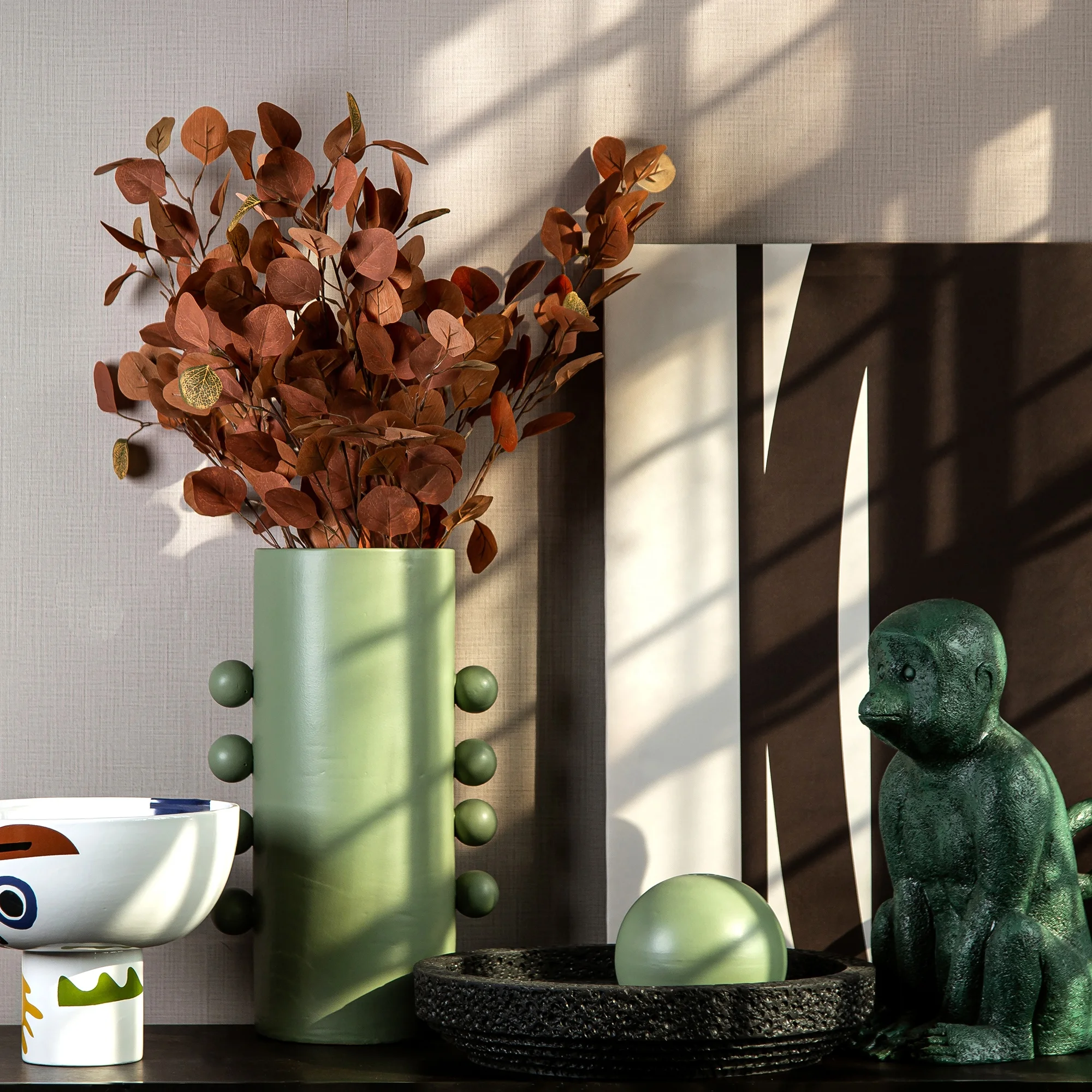 Ceramic flower vase green nordic style modern home decor