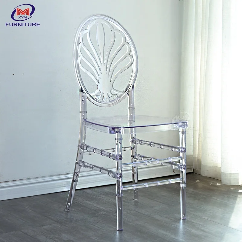 Latest polycarbonate round back chiavari wedding acrylic transparent resin peacock chairs event