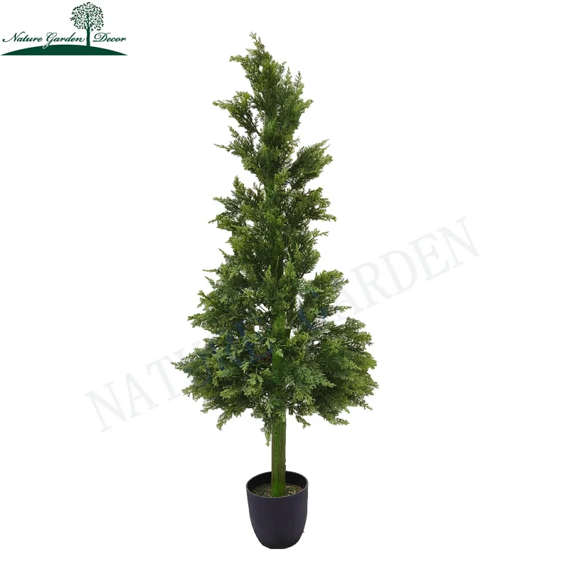 Cheap Fake Pine Tree Faux Silk Cypress Home Office Supermarket Decoration Topiary Plants Artificial Cedar Tree