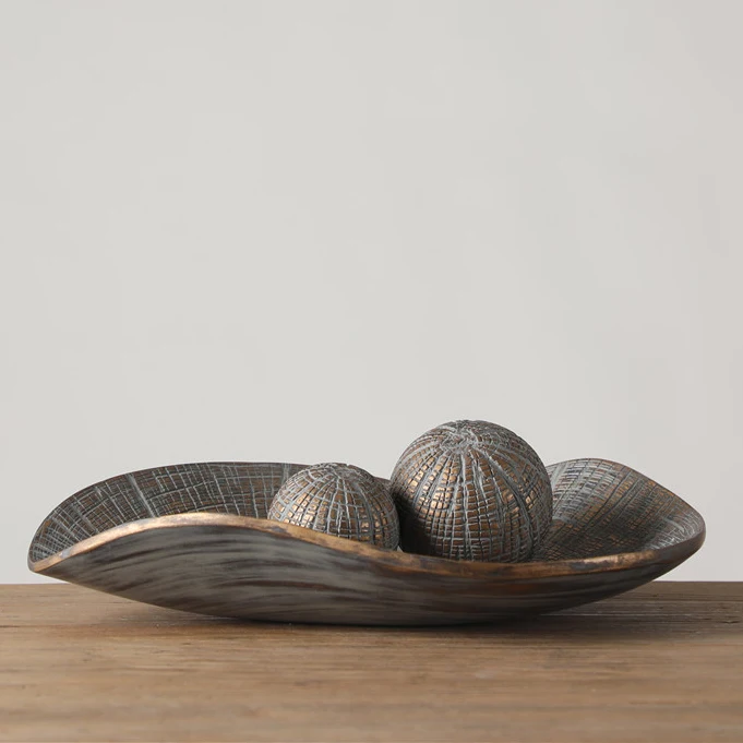 Wholesale Home Ornament Resin Tableware Decor Wooden Craft Plates Home Decor Dessert Plate