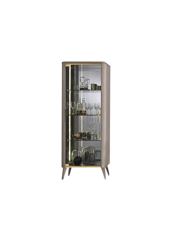 Italian light luxury glass wine cabinet against the wall home decoration post-modern custom  living room home red wine cabinet