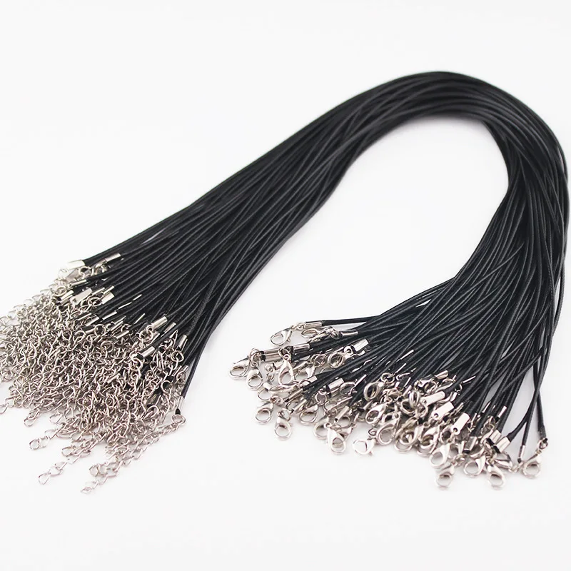Black 2mm Cord Lobster Clasp Fit Pendant Necklace Cord Chain Jewelry