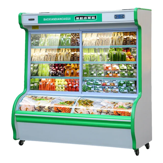 Luxury 3 temperatures a la carte Refrigerator Freezer glass Display Showcase restaurant equipment kitchen