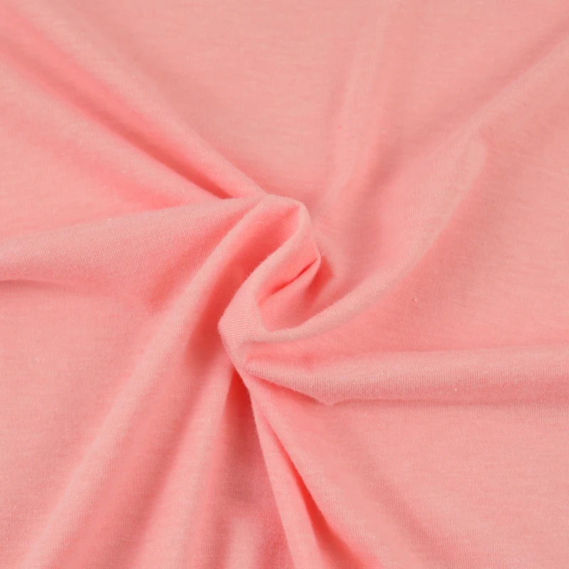  65% POLYESTER AND 35% COTTON 140GSM SINGLE JERSEY FABRIC PLAIN DYED KNIT FOR T - SHIRT WOMEN