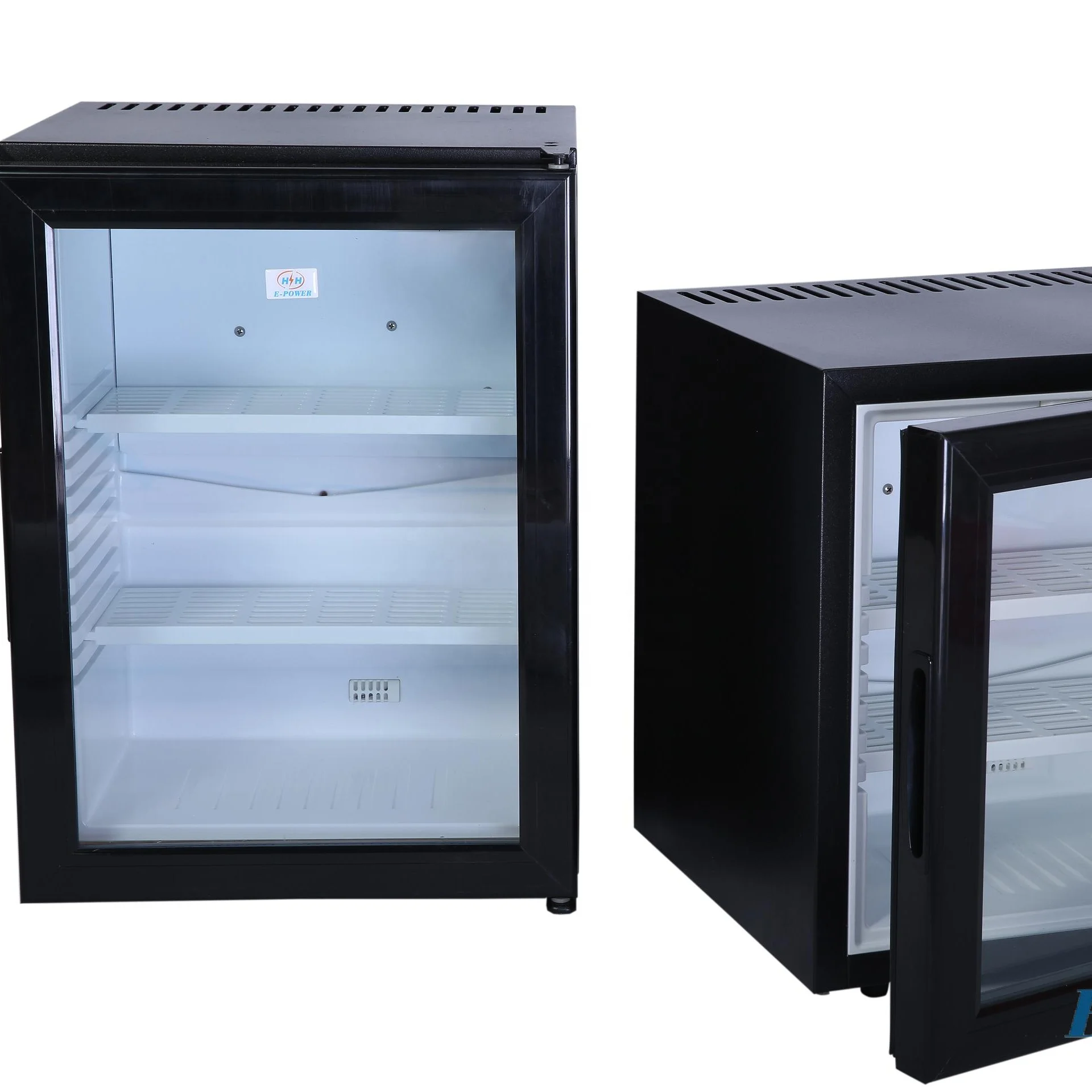 Black minibar with absorption glass door 40L for hotel guest room