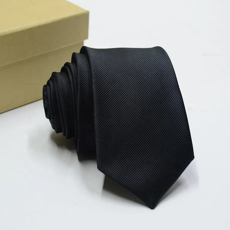 Top quality 21 colors cheap 6cm popular neck ties slim stock polyester solid skinny mens ties necktie