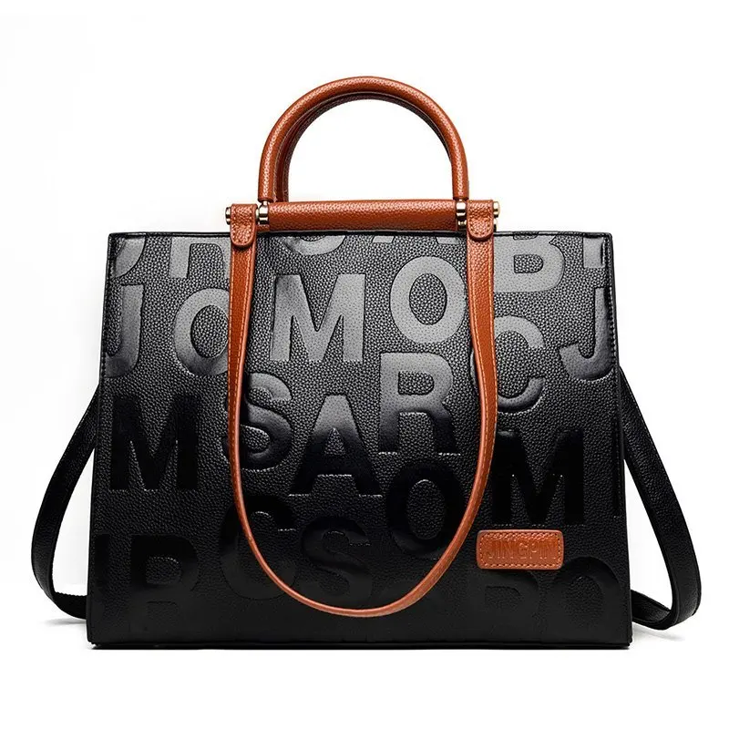 2022  Trendy Women Big Handbag Wholesale PU Leather Large Capacity  Tote Hand Bag