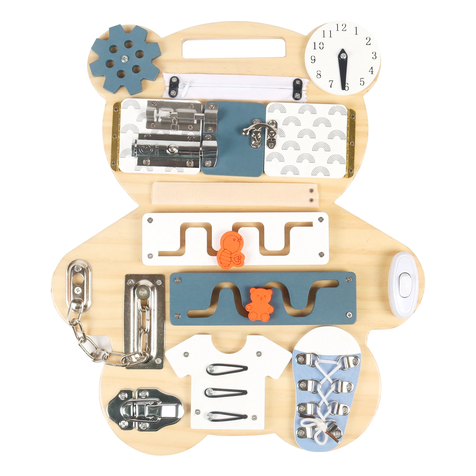 New bear busy board children Montessori wall play board music organ lock busy block toy