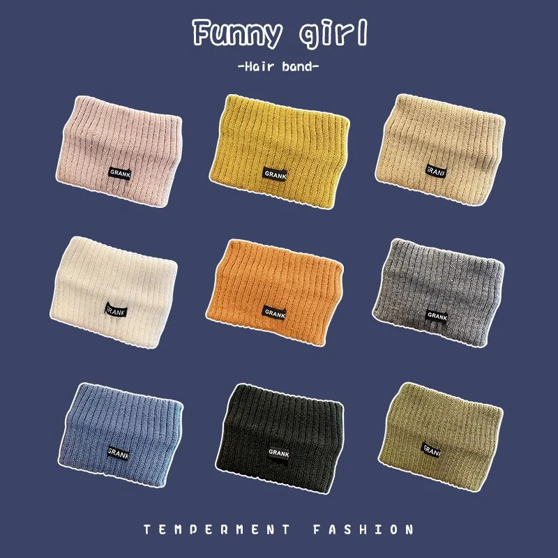 2021 new woolen yarn knitted headband girl wide-brimmed hair bundle woolen yarn multicolor elastic headscarf durag