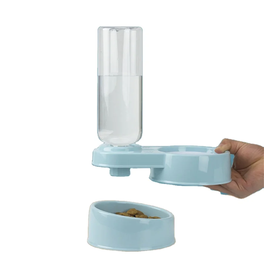 2 in 1 Pet  Water and Food Feeder Collapsible Travel Cat Dog Automatic Refill Water Bottle Double Bowl Dispenser