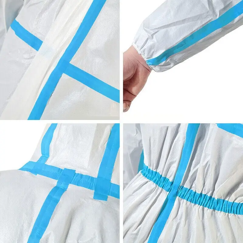 Customized TYPE 4/5/6 Disposable Dustproof SF Nonwovwn Coverall With Blue Tape