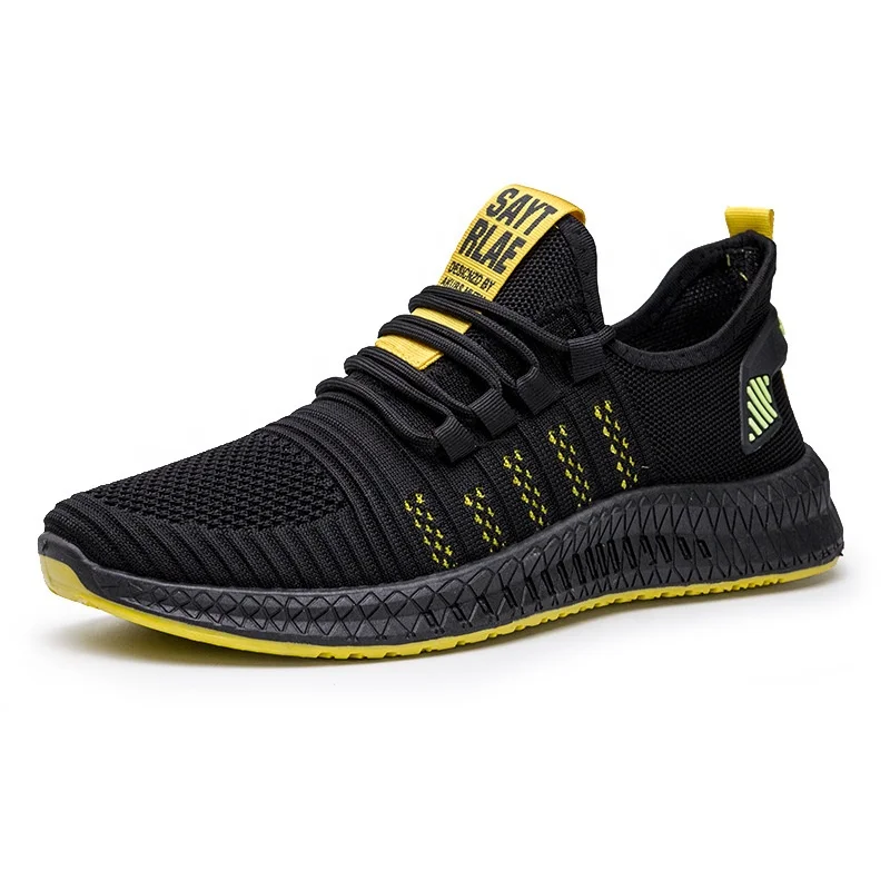 Fashion Breathable Fly-Knit Mesh Rubber Running Shoes Men Sport Shoes