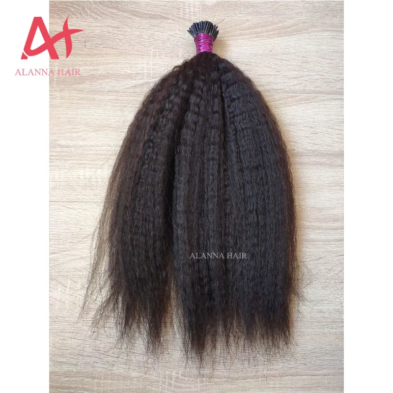 New Arrival 100% Kinky Straight I Tip Hair 12A Grade Hot Selling Human Virgin Mongolian Kinky Straight I Tip Hair Extensions
