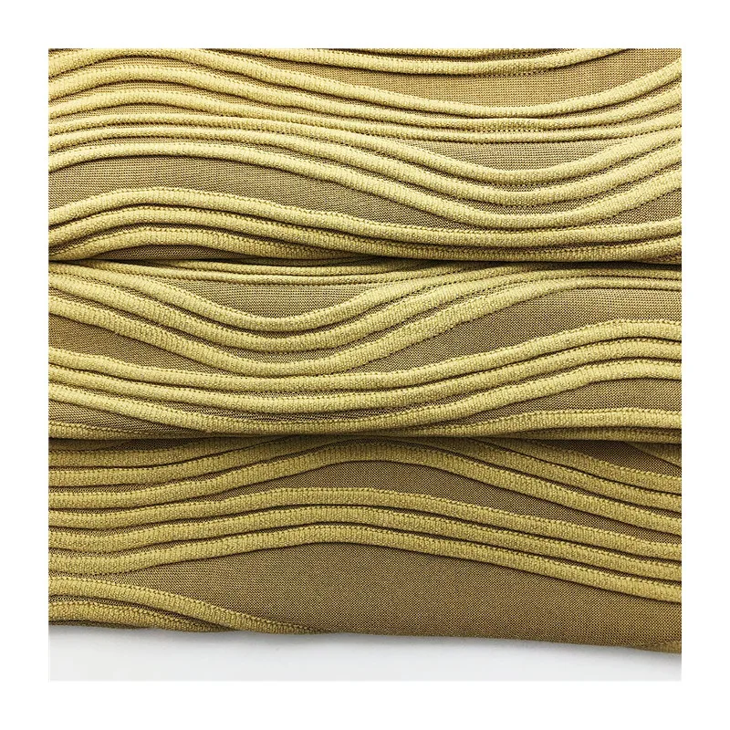 New Design Good Stretch Wave Stripe Jacquard Fabric 95%polyester 5%spandex Piece Dyed 3D Knitting Fabric for Garments