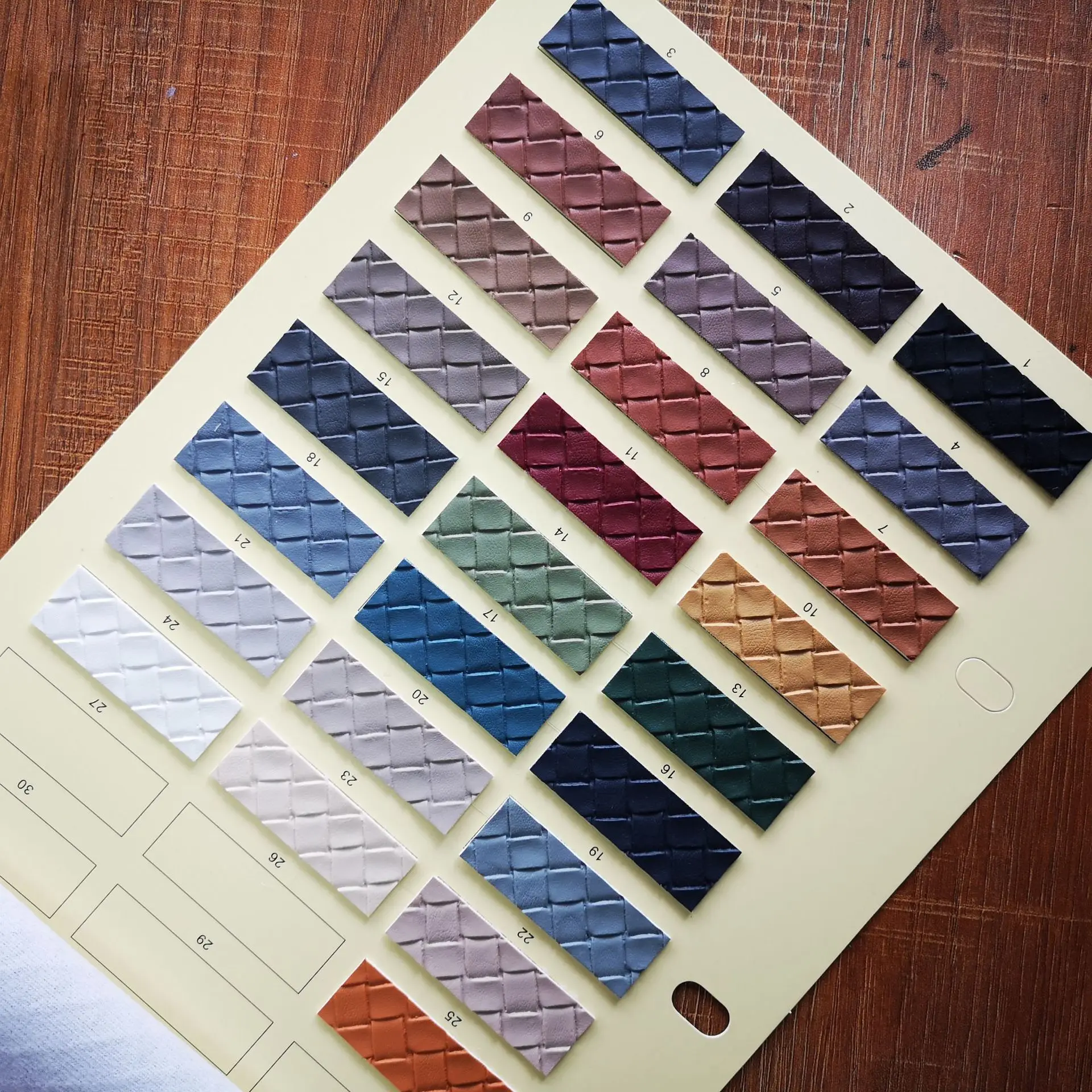 Waterproof 1mm Plaid Vinyl Fabric Artificial Faux Synthetic Weave PVC Leather for Bags Shoes Wallet Notebook Phone Case Cover