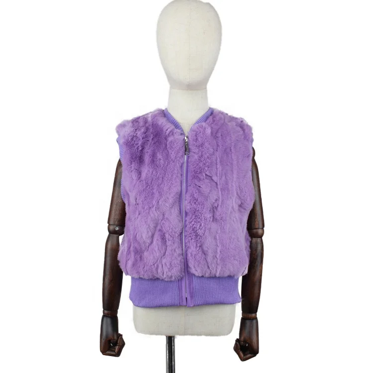 
Wholesale Soft Warming Children Fur Waistcoat Kids Rex rabbit Fur Vest Baby Girls 