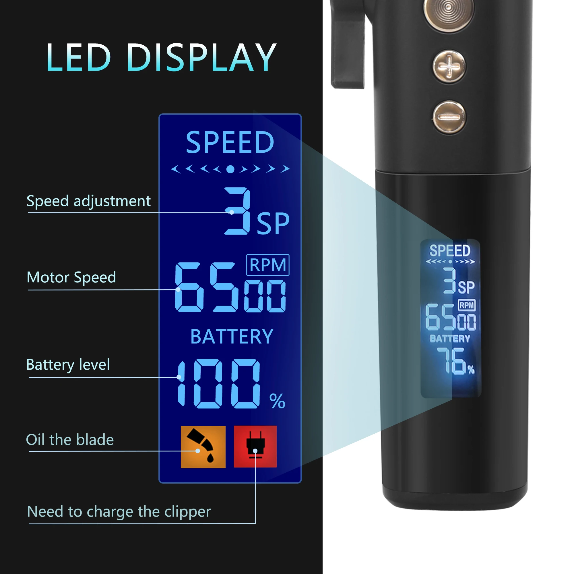 2021 New Model Professional Hair Clippers LCD Cordless Hair Trimmer for Men Hair Cutter Machine