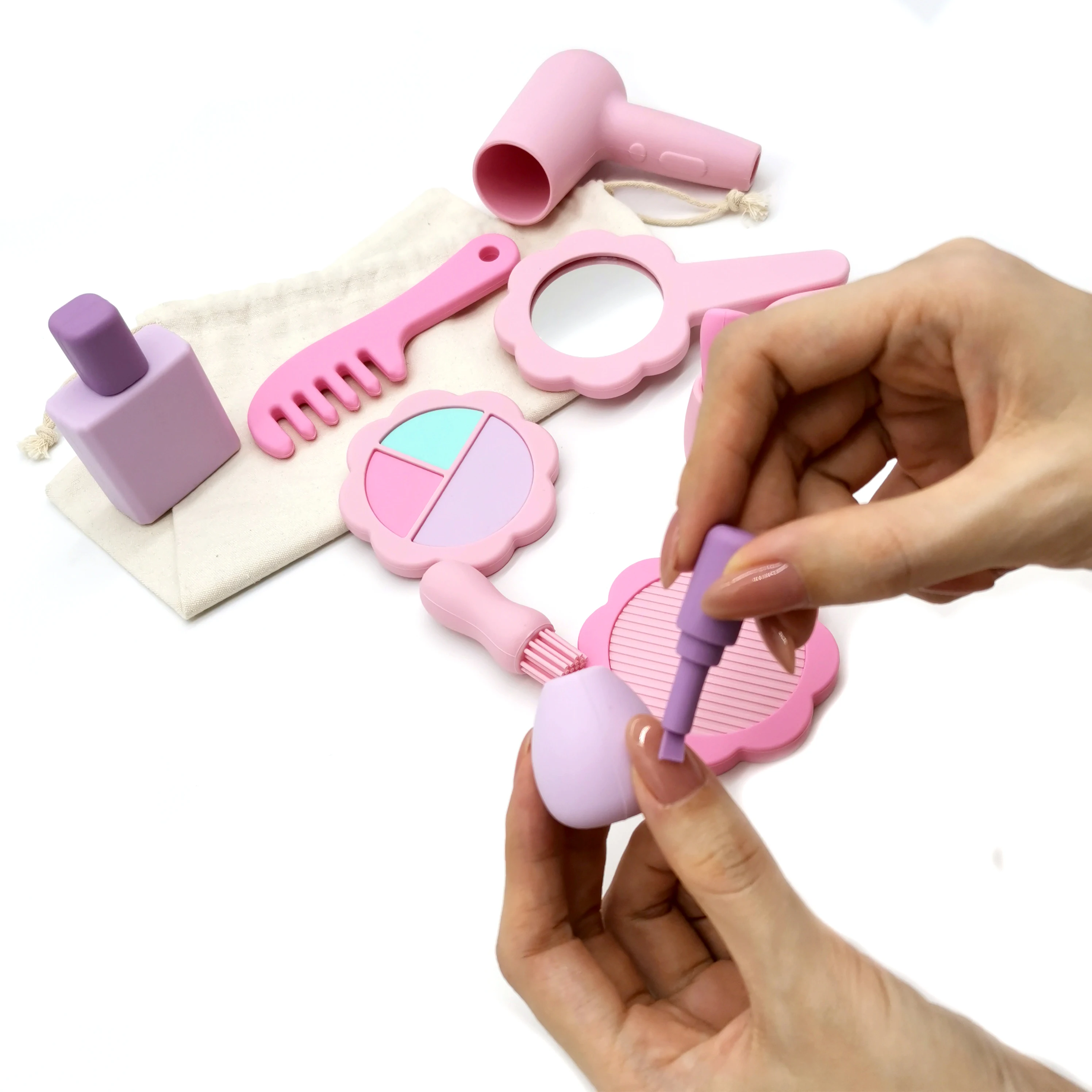 2024 New Makeup Toy Set 12 PCS Pretend Safe Beauty cosmetic Salon Toys Silicone  Makeup Kit for Girls Toddler