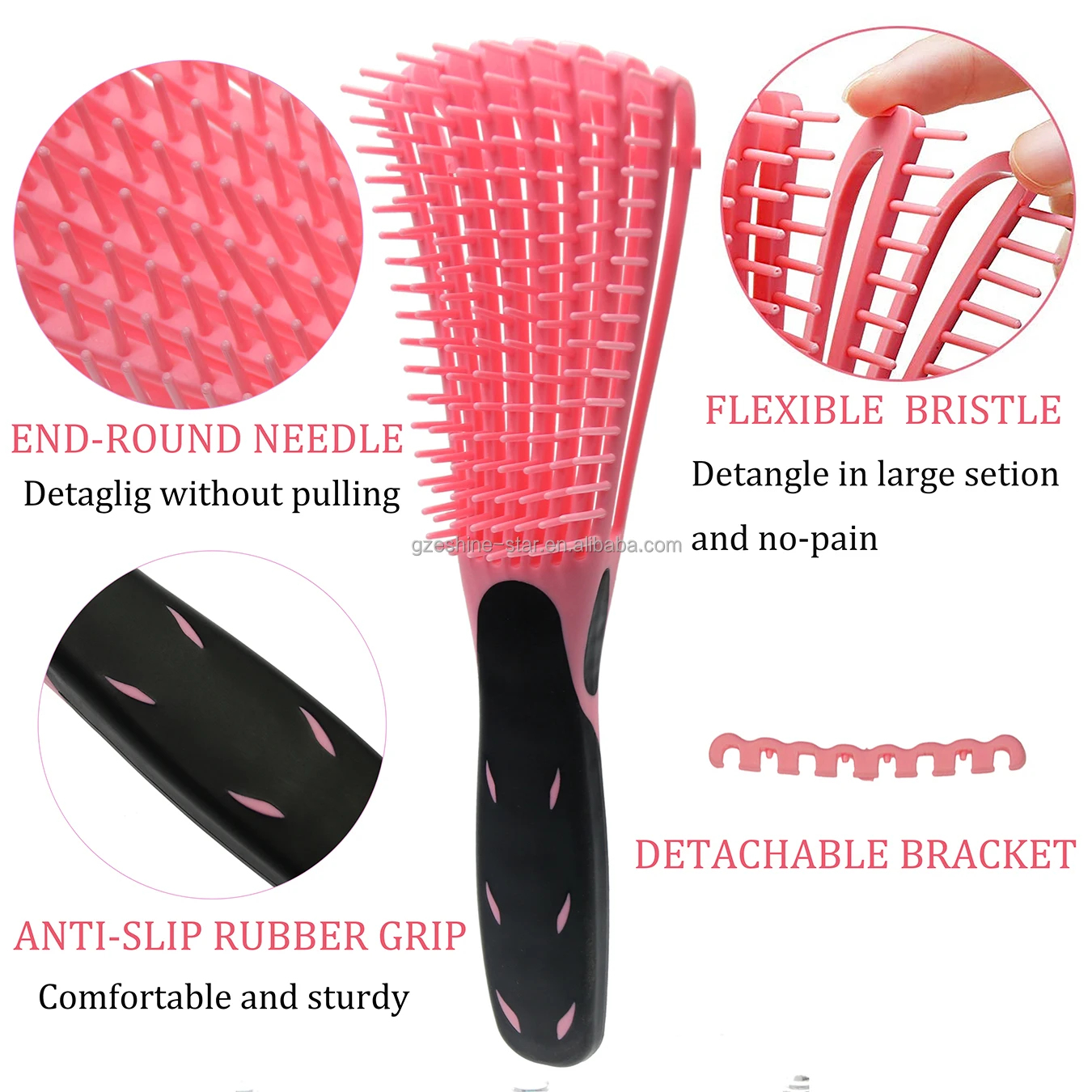 Private Logo Rubber Handle Flexible Blow-dry Wave Detangling Hair Brush For Natural Hair