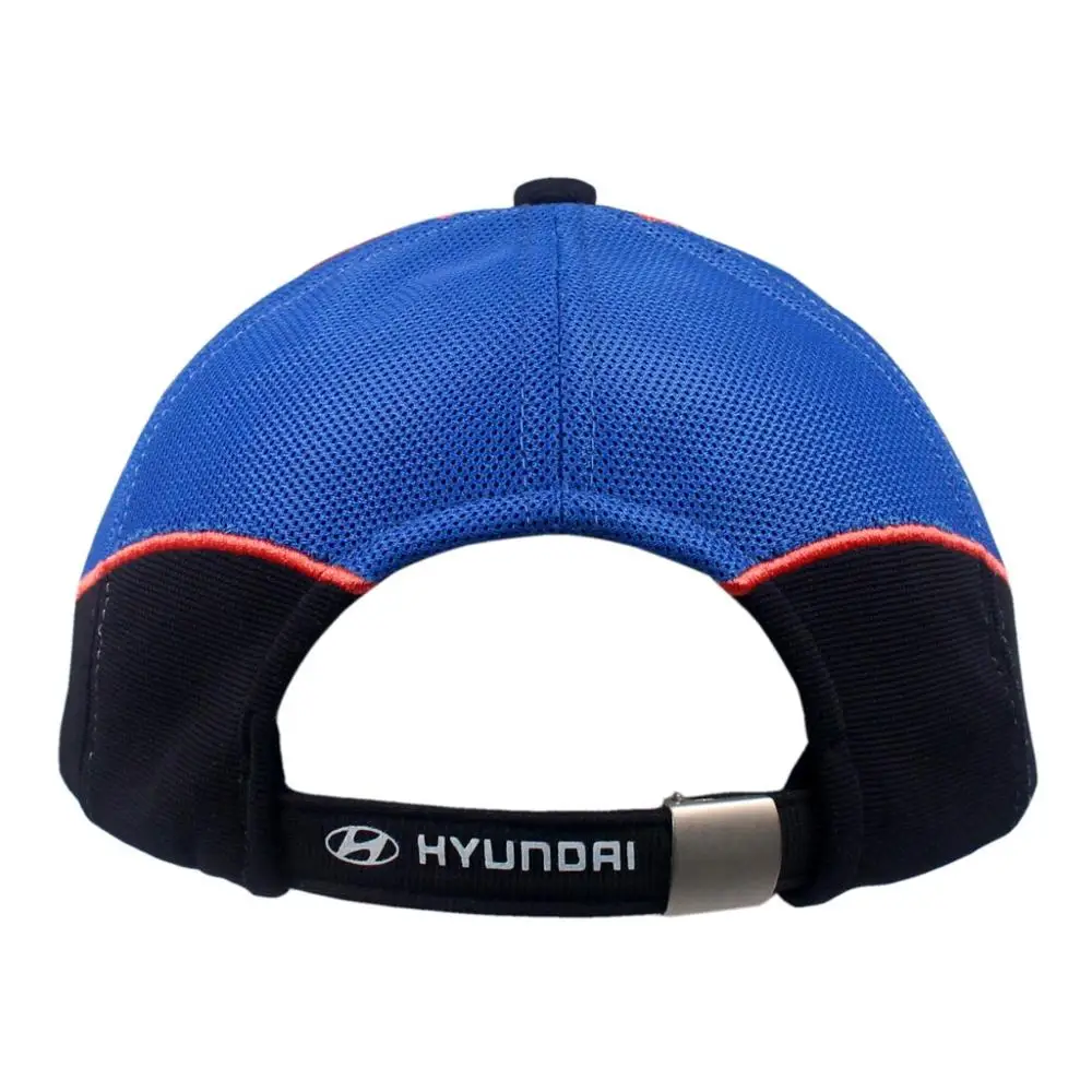 
High Frequency logo Car Brand Cap Spandex Ottoman Fabric with Mesh Embroidery Cap and Hat, TPU logo Royal blue Sports cap 